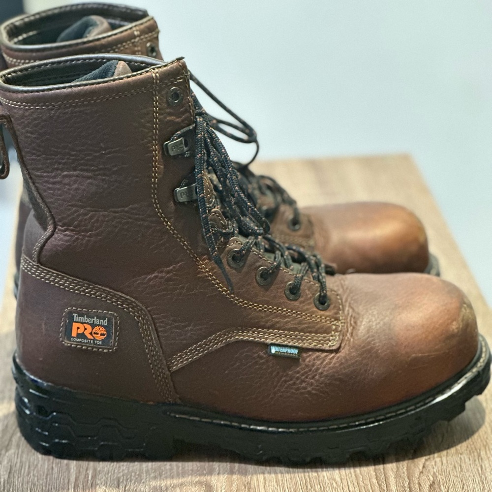 Timberland PRO Boondock Leather Waterproof Work Boots - Men’s 10 Wide